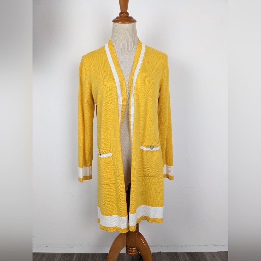 Verve Ami Open Front Cardigan Size Large Yellow Sunny